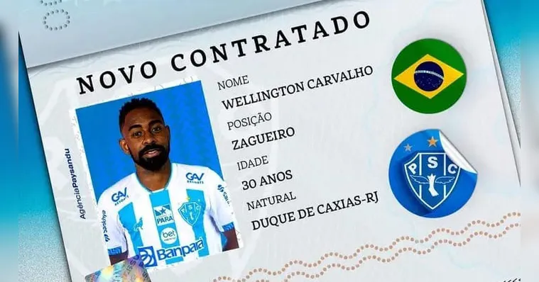 Imagem ilustrativa da notícia Paysandu contrata zagueiro Wellington Carvalho, ex-Coritiba