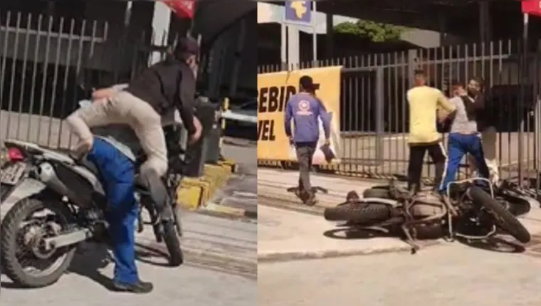 Imagem ilustrativa da notícia Vídeo: entregador "enche" motociclista de socos em São Brás