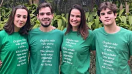 A esposa de Faustão, Luciana Cardoso, e os filhos João Guilherme, Rodrigo e Lara