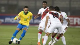 Neymar durante Peru x Brasil, em Lima, pela segunda rodada das Eliminatórias da Copa do Mundo do Catar, em 13 de outubro de 2020