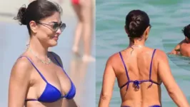 Juliana aproveitou o calor do RJ para se refrescar