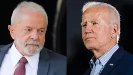 Os presidentes Lula (esq.) e Joe Biden (dir.)