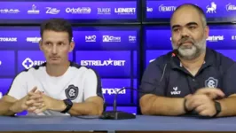 Técnico Gerson Gusmão ao lado do presidente do Clube do Remo, Fabio Bentes.