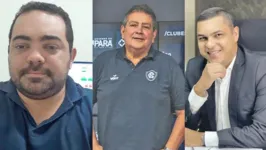 Até o momento, Jader Gaderline (esquerda), Antônio Carlos Teixeira (centro) e Marco Antônio Pina (direita), confirmaram pré-candidatura nas eleições do Clube do Remo