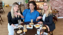 As empresárias Milena Diniz e Marilu Ribeiro com a jornalista Haynna Hálex após a gravação.