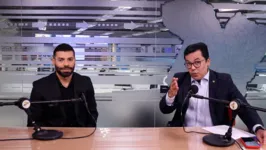 Delegado Yuri Vilanova e Cássio Bitar durante a gravação do estúdio da RBA TV.