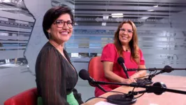 Priscila Belfort e Monica inglid, assistente social e empresária do ramo de educação no estúdio da RBA TV.