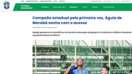 Águia é destaque em matéria do portal da CBF