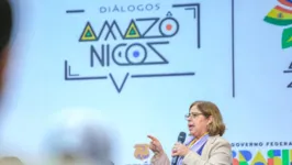 A ministra das Mulheres, Cida Gonçalves, participou de uma plenária no início da manhã como parte da programação dos "Diálogos Amazônicos"