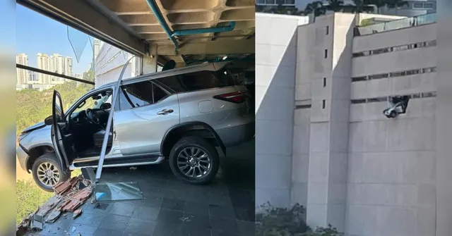 Imagem ilustrativa da notícia Carro quase voa após bater em estacionamento; veja!
