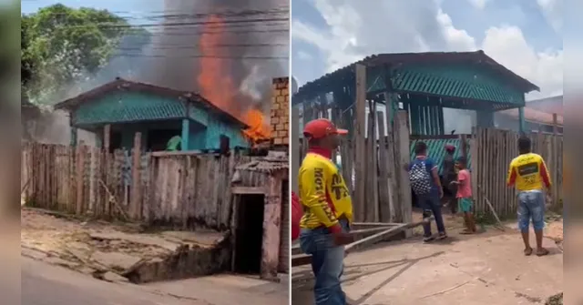Imagem ilustrativa da notícia Vídeo: incêndio destrói casa e deixa desabrigados no Acará