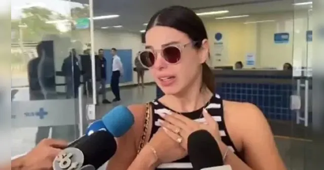 Imagem ilustrativa da notícia Sthefany chora após sair de hospital onde está Kayky Brito