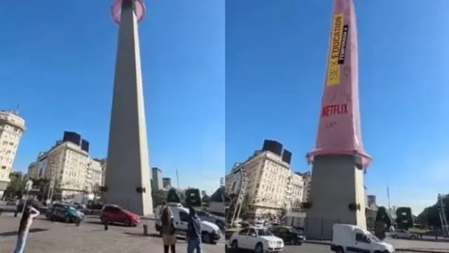 Imagem ilustrativa da notícia Obelisco é "coberto" por camisinha gigante em Buenos Aires