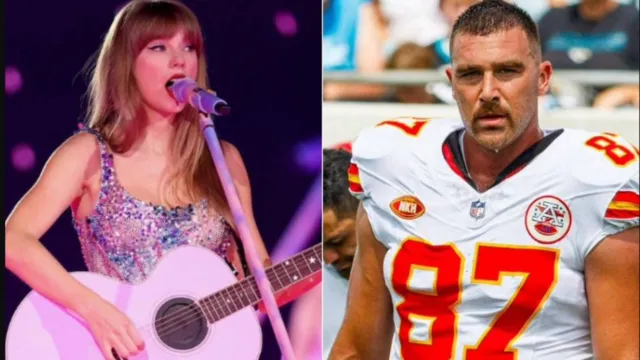 Imagem ilustrativa da notícia Taylor Swift grita e torce por Travis Kelce na NFL