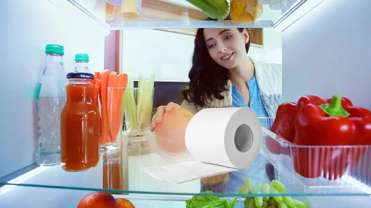 Rolo de papel higiênico na geladeira