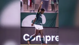 Atacante Endrick em partida válida pelo Palmeiras