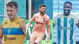 Meia Ronaldo Mendes (esquerda), goleiro Thiago Coelho (centro) e atacante Bruno Alves (direita), deverão ser os próximos a sair do Paysandu