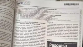 Suposta foto vazada da prova do Enem