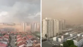 Moradores registraram o momento da densa tempestade