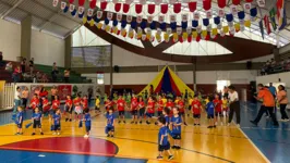 Alunos da Educação Infantil na cerimônia de abertura