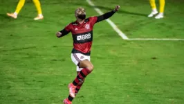 Gabigol comemorando gol na vitória do Flamengo contra o Madureira