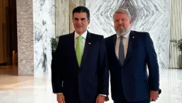 O governador Helder Barbalho e o presidente da Simineral,  Anderson Baranov e, durante a COP 28.