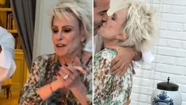 Ana Maria Braga trocou beijo apaixonado com o namorado na festa de aniversário dele