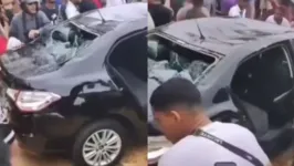 Pessoas destruíram o carro com soco e chutes