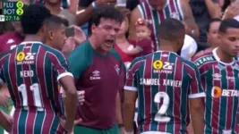 Fernando Diniz esbravejou com os jogadores do Fluminense durante parada técnica no clássico contra o Botafogo.