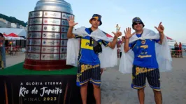 Com camisas e bandeiras do Boca Juniors, torcedores xeneizes já são nas principais nas principais praias do Rio de Janeiro.