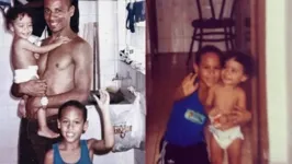 Antes da fama e dos milhões na conta, Neymar posa ao lado do pai e da irmã Rafaella, na casa simples em que moravam no MT.