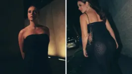 Atriz Paolla Oliveira com look preto que evidenciou o bumbum.