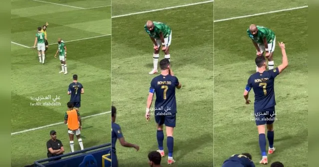 Imagem ilustrativa da notícia Vídeo: CR7 se irrita ao ouvir gritos de "Messi" no Sauditão