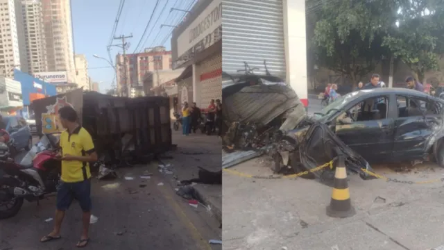 Imagem ilustrativa da notícia Vídeo: carro atinge food truck e invade borracharia em Belém