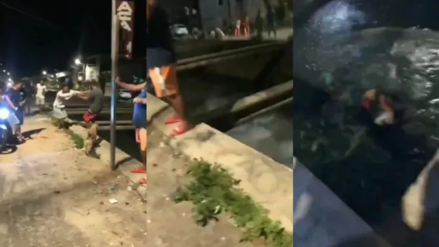 Imagem ilustrativa da notícia Vídeo: homens brigam e caem em canal na Pedreira, em Belém