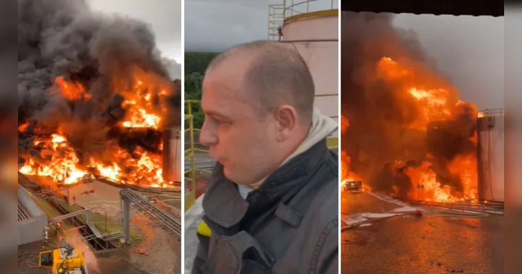 Imagem ilustrativa da notícia Vídeo: incêndio impressionante atinge depósito em Chapecó