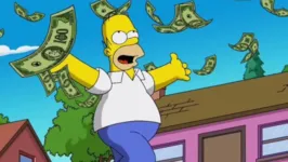 Homer Simpson ganhou uma quantia de aproximadamente R$ 5 milhões na loteria.