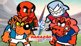 Mascotes dos time que irão se enfrentar nos clássicos do final de semana no Parazão