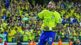 Neymar comemorando gol contra Bolívia, em Belém.