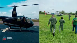 Equipe que está ajudando as buscas pelo helicóptero