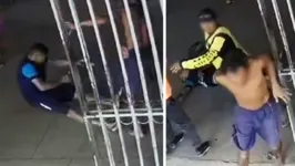 Momento da agressão ao Guarda Municipal.