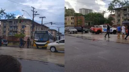 Colisão envolveu três veículos, entre eles uma viatura da PM, um ônibus e um carro de passeio