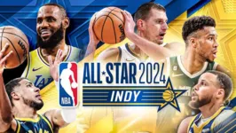 Cartaz de divulgação do All Star Game 2024, com alguns dos principais astros que estarão no grande jogo de domingo (18).