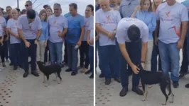 Governador percebeu o incômodo da cachorra e acalmou o animal