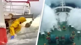 Imagem ilustrativa da notícia Vídeos de ondas gigantes do Mar do Norte bombam nas redes