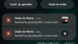 Alguns minutos depois da invasão hacker, o Clube do Remo recuperou o controle de sua conta na rede social.