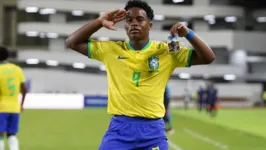 Endrick tem brilhado com a camisa da Seleção Brasileira Sub-23, no Pré-Olímpico da Venezuela.