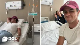 Felipe Simas com a esposa no hospital