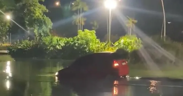 Imagem ilustrativa da notícia Vídeo: carro perde o controle e invade o chafariz do Hangar