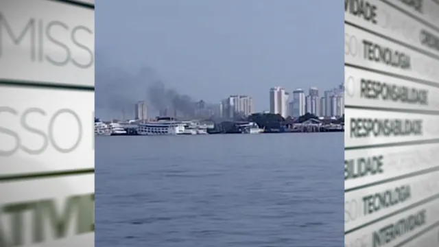 Imagem ilustrativa da notícia Vídeo: embarcação pega fogo em porto em Belém